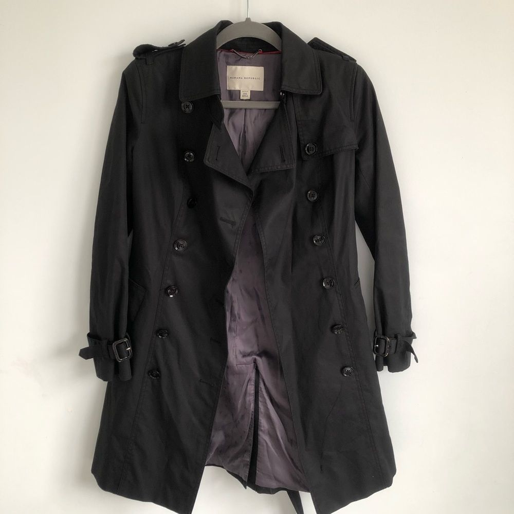 Banana republic black trench coat . Size P XXS.